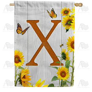 Country Sunflowers Monogram Double Sided House Flag