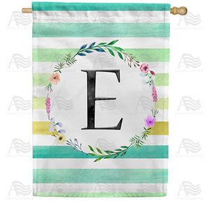 Blue Striped Watercolor Monogram Double Sided House Flag