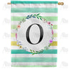 Blue Striped Watercolor Monogram Double Sided House Flag