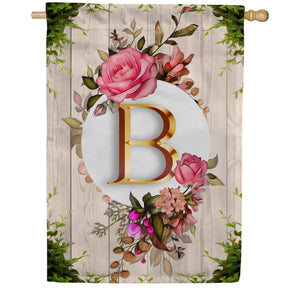 Fancy Rose Monogram Double Sided House Flag