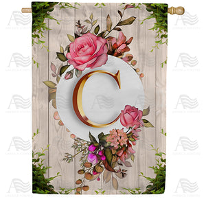 Fancy Rose Monogram Double Sided House Flag