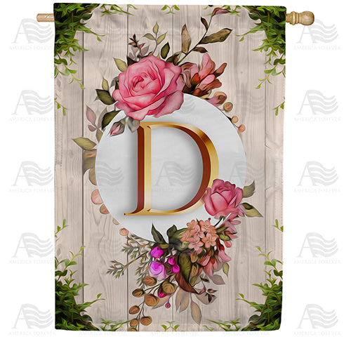 Fancy Rose Monogram Double Sided House Flag