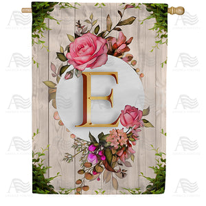Fancy Rose Monogram Double Sided House Flag