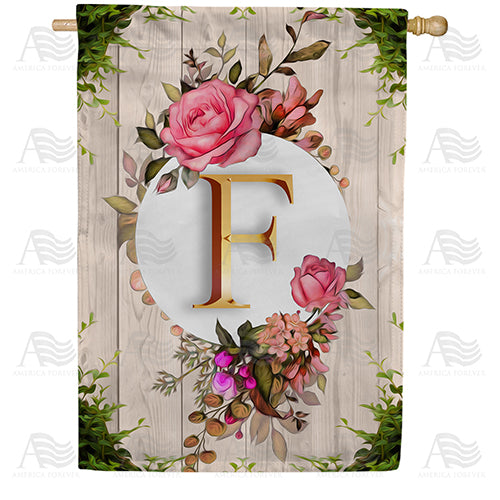 Fancy Rose Monogram Double Sided House Flag