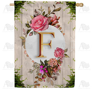 Fancy Rose Monogram Double Sided House Flag