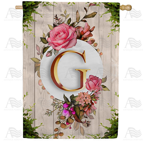 Fancy Rose Monogram Double Sided House Flag