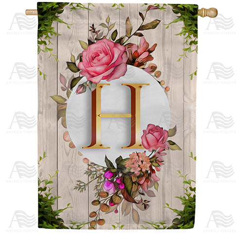 Fancy Rose Monogram Double Sided House Flag