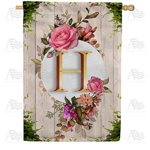 Fancy Rose Monogram Double Sided House Flag