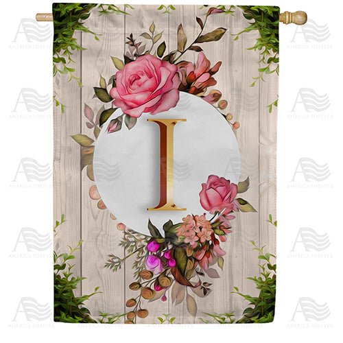 Fancy Rose Monogram Double Sided House Flag