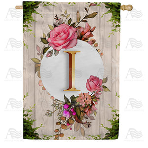 Fancy Rose Monogram Double Sided House Flag