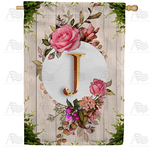 Fancy Rose Monogram Double Sided House Flag