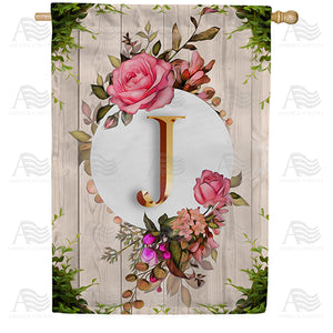 Fancy Rose Monogram Double Sided House Flag