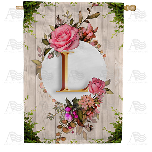 Fancy Rose Monogram Double Sided House Flag