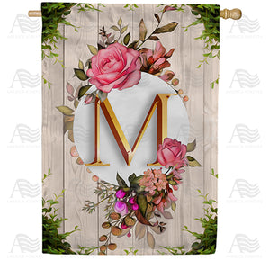 Fancy Rose Monogram Double Sided House Flag