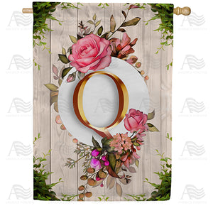 Fancy Rose Monogram Double Sided House Flag