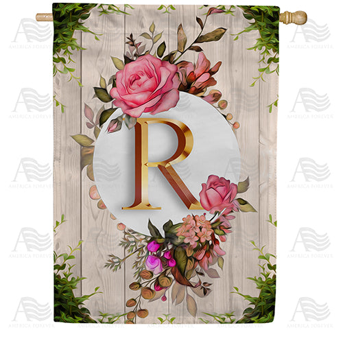 Fancy Rose Monogram Double Sided House Flag