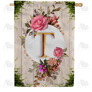 Fancy Rose Monogram Double Sided House Flag