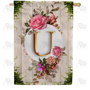 Fancy Rose Monogram Double Sided House Flag