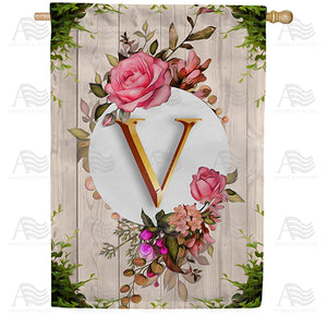 Fancy Rose Monogram Double Sided House Flag