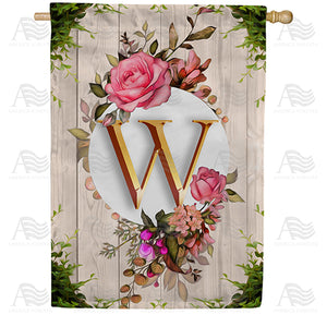Fancy Rose Monogram Double Sided House Flag