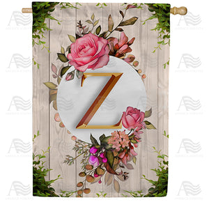 Fancy Rose Monogram Double Sided House Flag