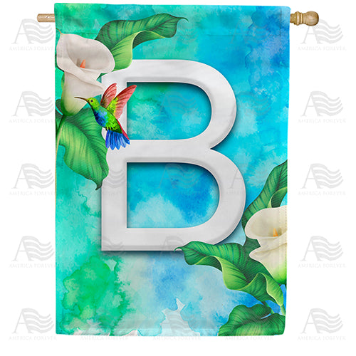 Hummingbird At Lily Monogram Double Sided House Flag