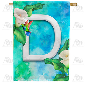 Hummingbird At Lily Monogram Double Sided House Flag