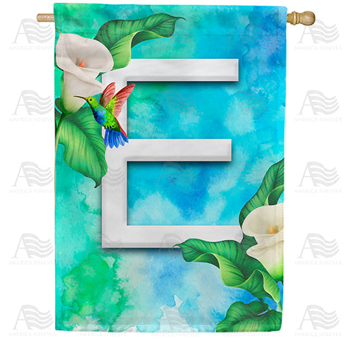 Hummingbird At Lily Monogram Double Sided House Flag