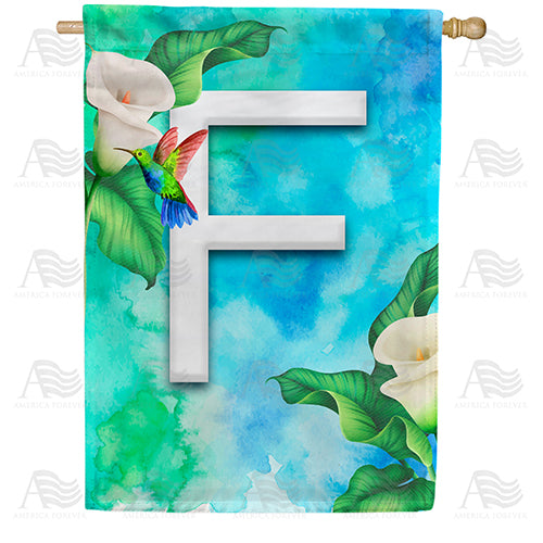 Hummingbird At Lily Monogram Double Sided House Flag