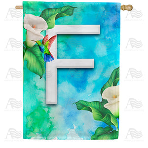 Hummingbird At Lily Monogram Double Sided House Flag