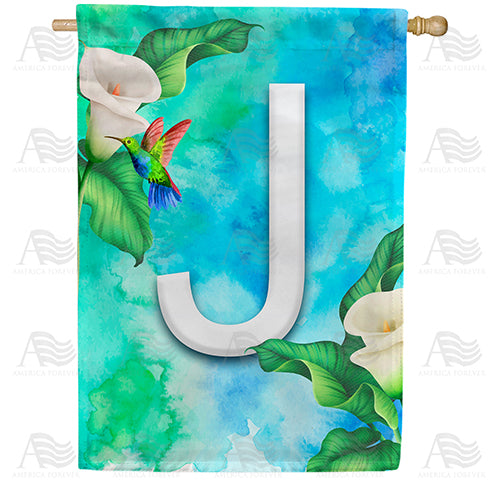 Hummingbird At Lily Monogram Double Sided House Flag