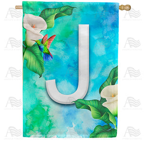 Hummingbird At Lily Monogram Double Sided House Flag