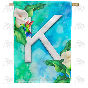 Hummingbird At Lily Monogram Double Sided House Flag