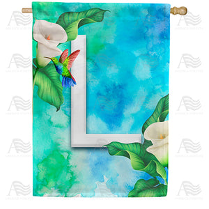 Hummingbird At Lily Monogram Double Sided House Flag