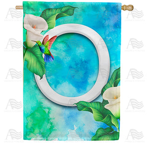 Hummingbird At Lily Monogram Double Sided House Flag