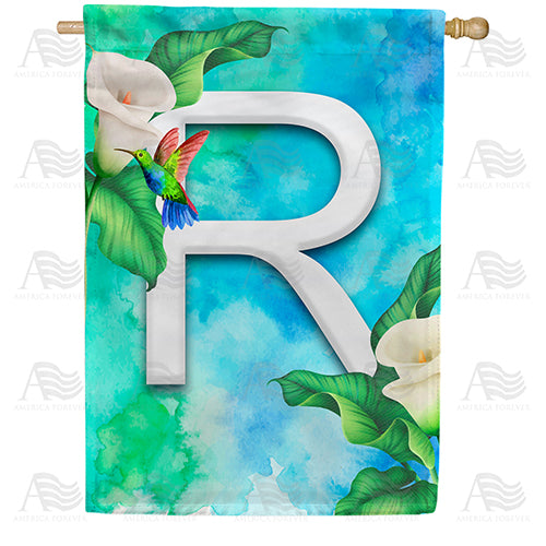 Hummingbird At Lily Monogram Double Sided House Flag