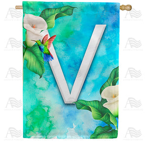 Hummingbird At Lily Monogram Double Sided House Flag