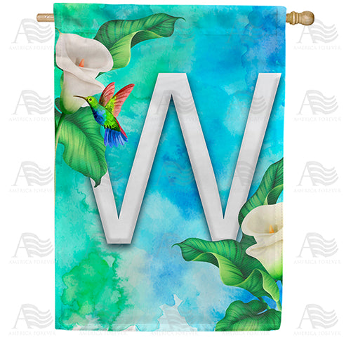 Hummingbird At Lily Monogram Double Sided House Flag