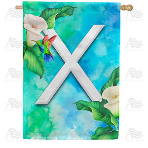 Hummingbird At Lily Monogram Double Sided House Flag