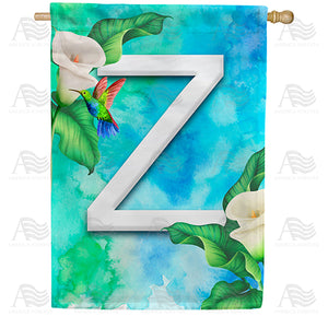 Hummingbird At Lily Monogram Double Sided House Flag