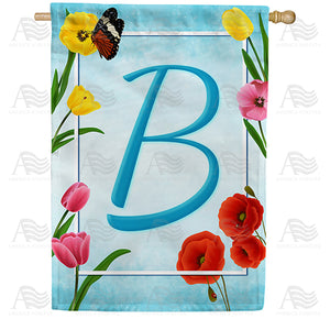 Spring Beauties Monogram Double Sided House Flag
