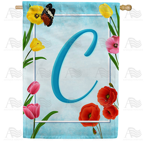 Spring Beauties Monogram Double Sided House Flag