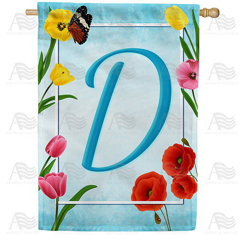 Spring Beauties Monogram Double Sided House Flag