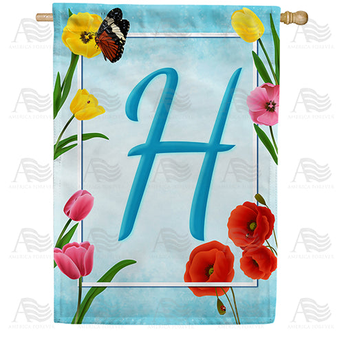 Spring Beauties Monogram Double Sided House Flag
