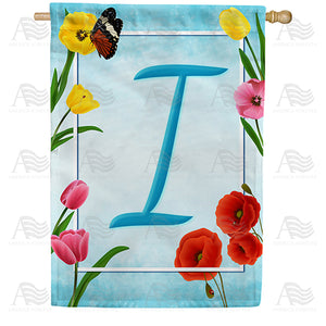 Spring Beauties Monogram Double Sided House Flag