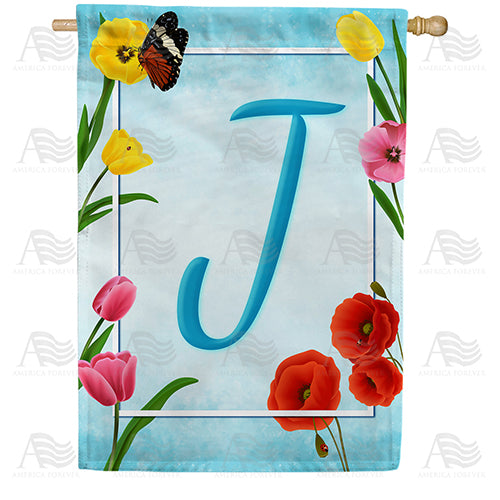 Spring Beauties Monogram Double Sided House Flag