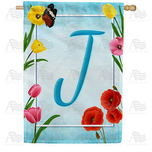 Spring Beauties Monogram Double Sided House Flag