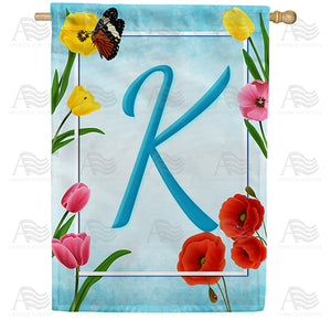 Spring Beauties Monogram Double Sided House Flag