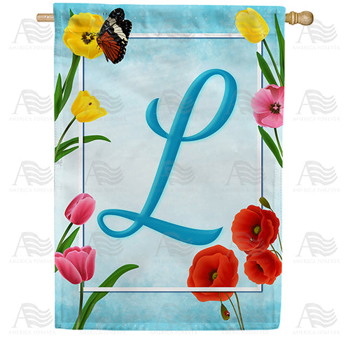 Spring Beauties Monogram Double Sided House Flag