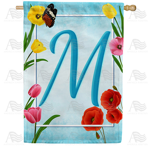 Spring Beauties Monogram Double Sided House Flag